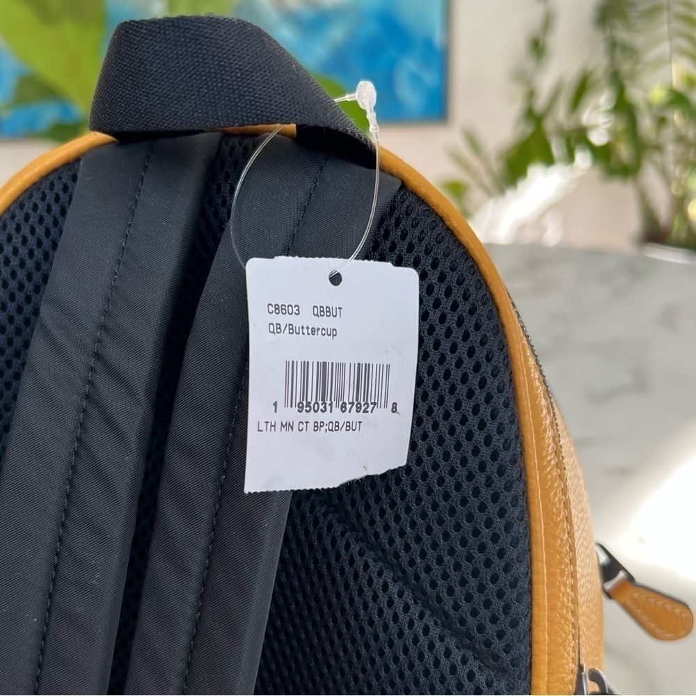 NWT COACH Mini Court Backpack Buttercup Yellow Pebble Leather - Picture 10 of 14